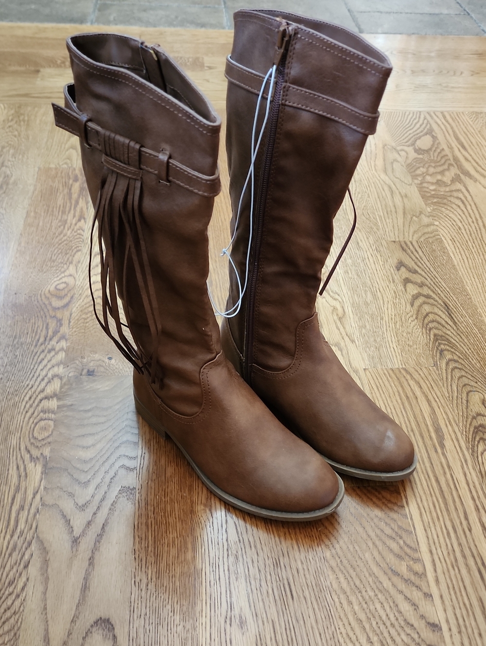 RARE NWT Justice Deadstock Girls Western Fringe Boots Brown Size 5